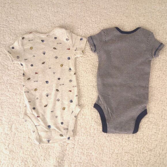 Carter’s Baby Boy Bodysuits 3M Lot of 2 – Cute Sayings & Stripes - Picture 2 of 10